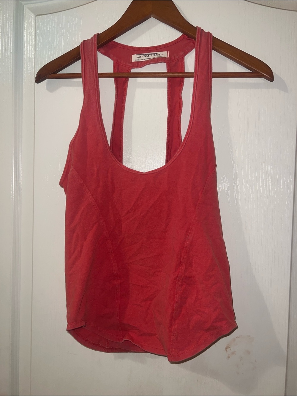 We The Free Coral-Red Racerback Tank